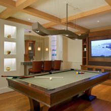Interieur van een biljartkamer in een huis: ontwerpregels, foto 1
