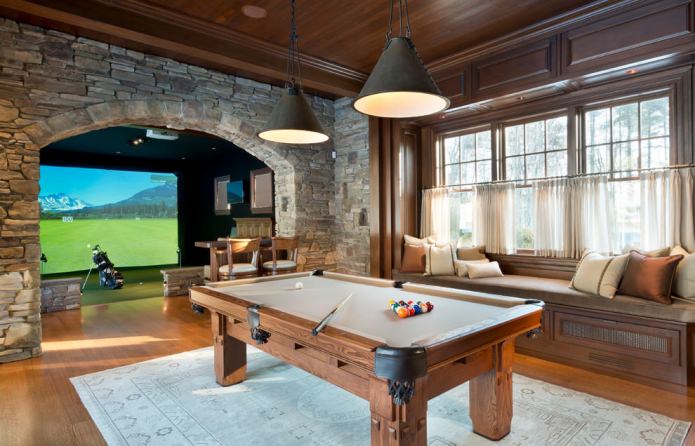 interieur van een biljartkamer in een huis