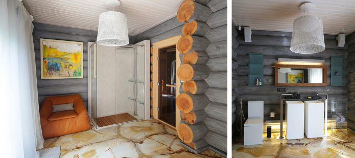 badkamer in een houten huis