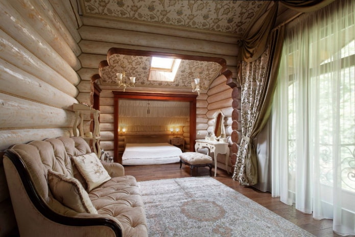 slaapkamer in een houten huis