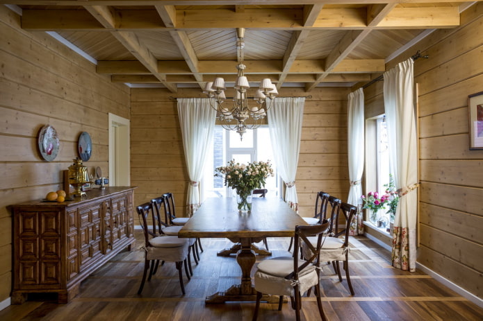 keukenontwerp in het interieur van een blokhut