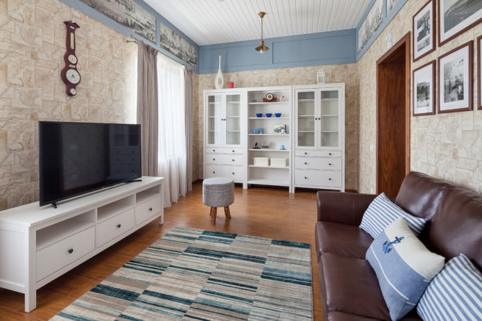 woonkamermeubels in het interieur van het huis