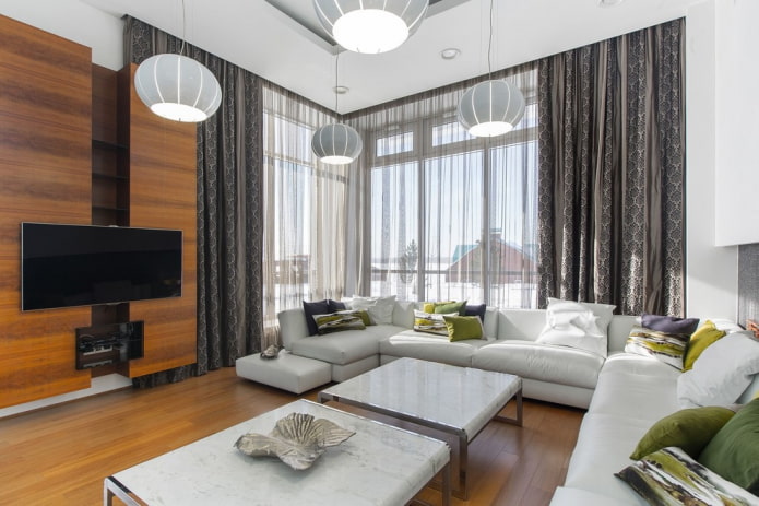 woonkamerverlichting in het interieur van het huis
