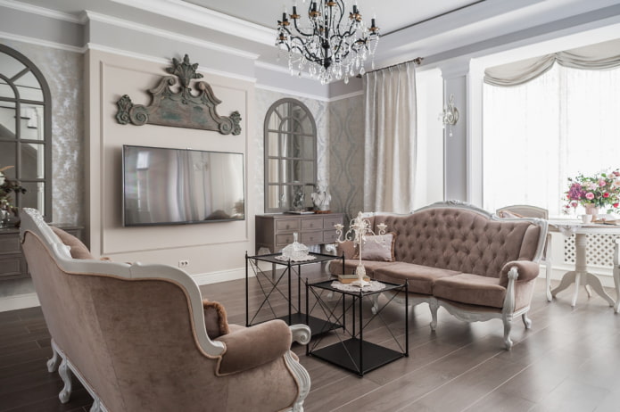 klassieke woonkamer in het interieur van het huis
