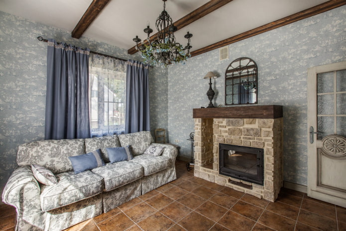 woonkamer met open haard