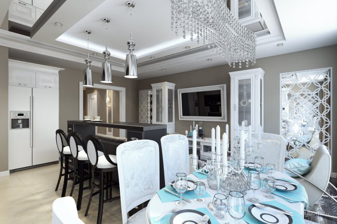 Plafond met twee niveaus en verlichting