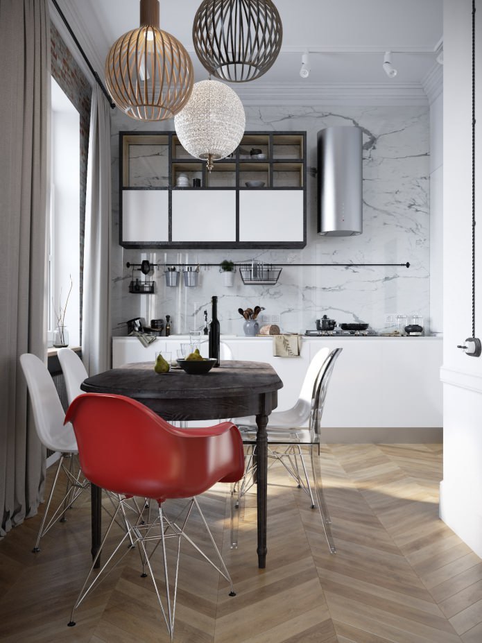keuken in het ontwerp van een appartement van 100 m?.