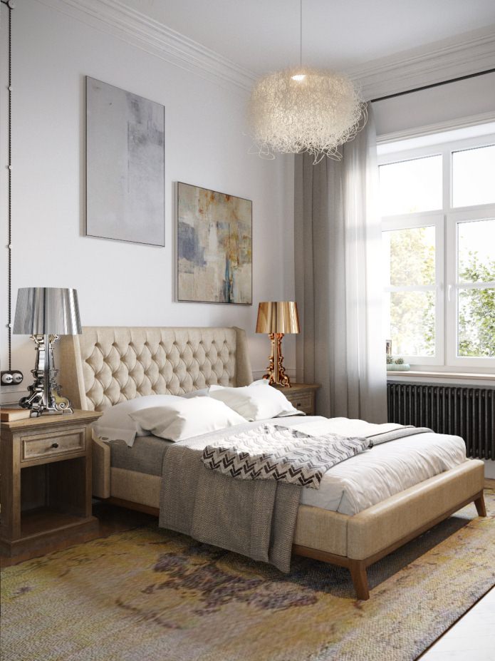 slaapkamer in het ontwerp van een appartement van 100 m?.