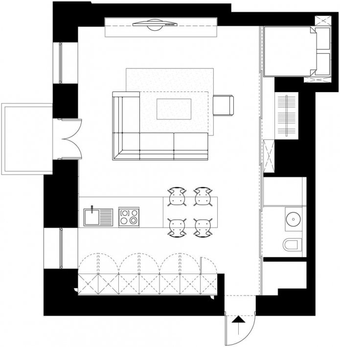 studio layout 50 sq