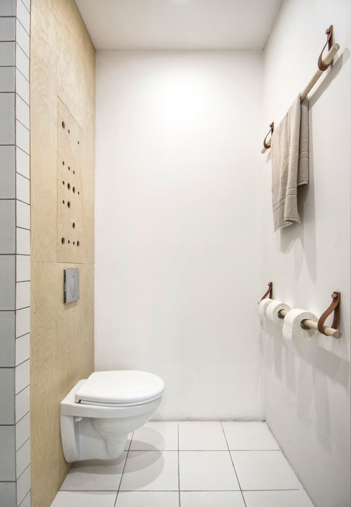 Interieur van een toilet in Scandinavische stijl
