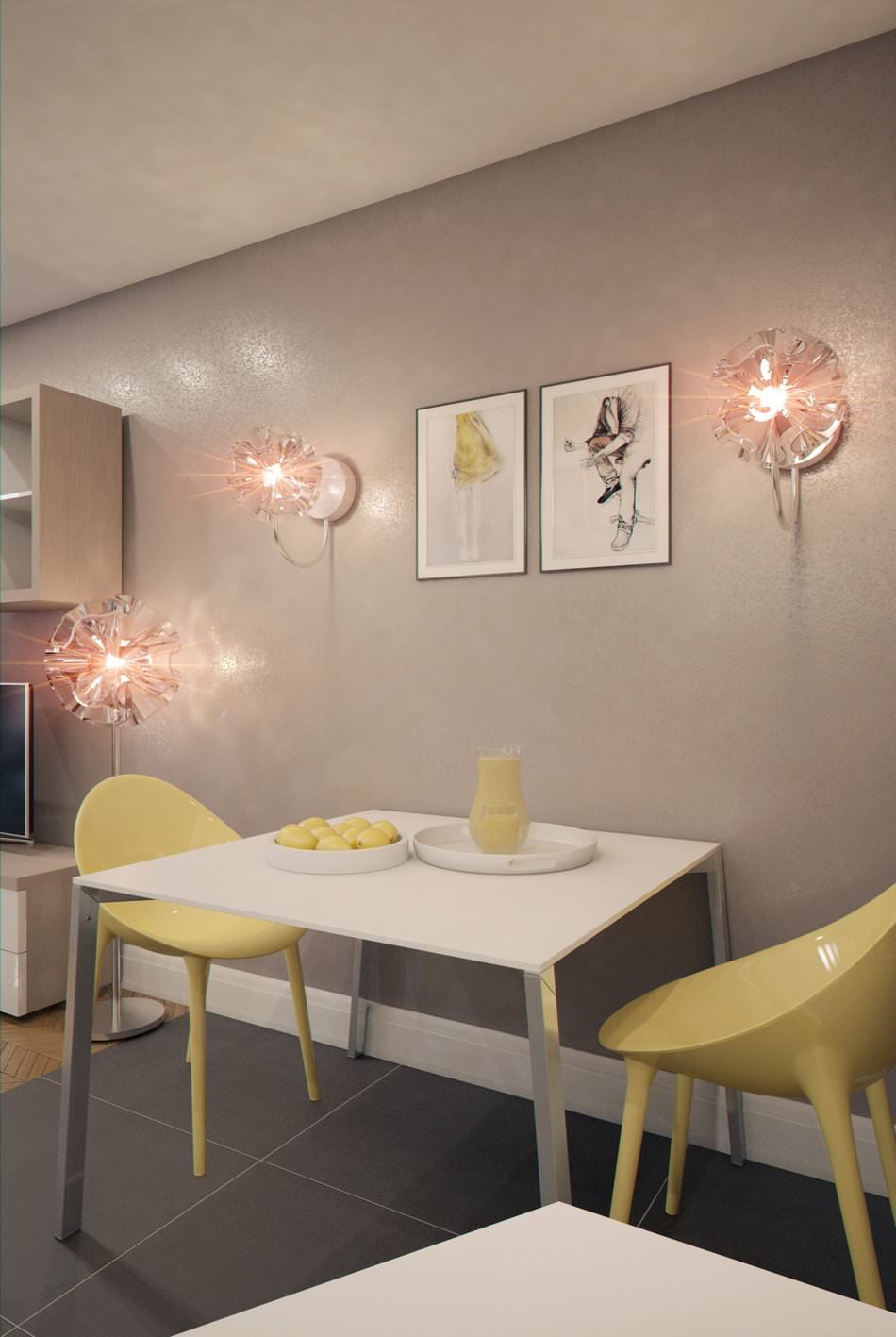 interieur van een klein studio-appartement van 28 m?.