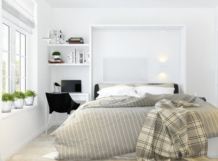 slaapkamer met werkplek