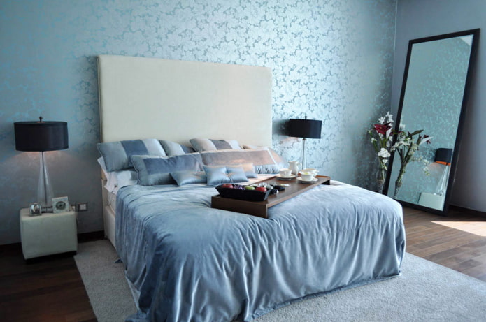 Blauwe muren in de slaapkamer