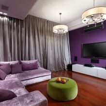 Interieur in paarse tinten: combinaties, overzicht per kamer, 70 foto's - 18