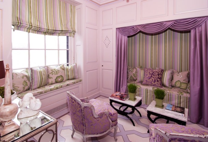 Groen en paars in het interieur