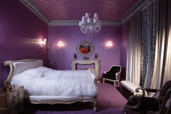 paarse slaapkamer in klassieke stijl