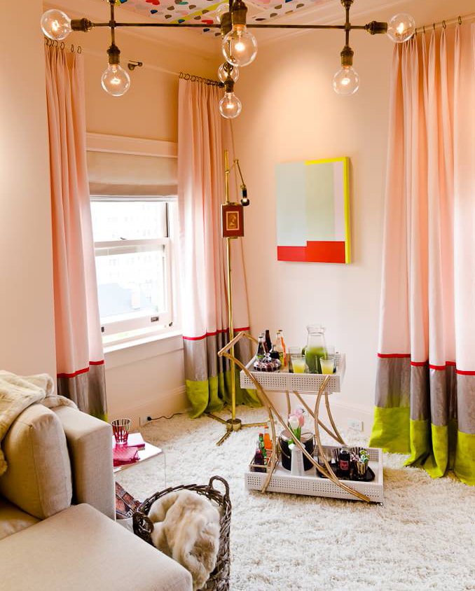 perzikkleurige gordijnen