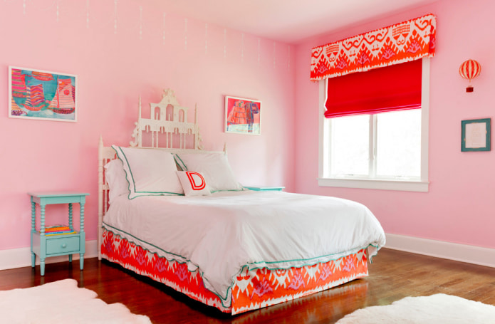 Roze en oranje interieur
