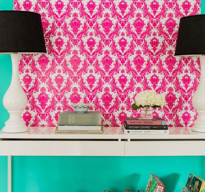 Turquoise en roze interieur