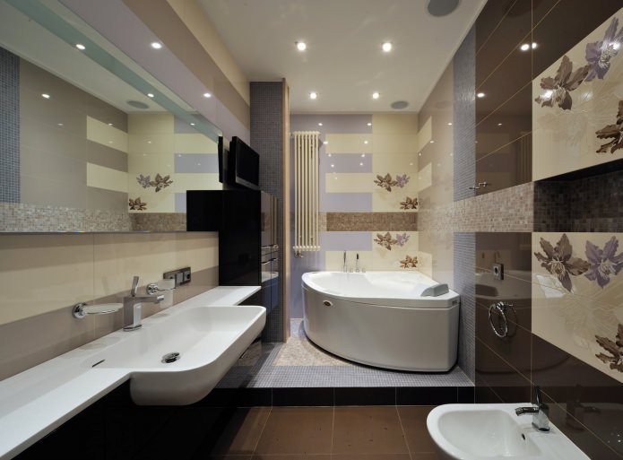 badkamerinterieur met een podium in een moderne stijl