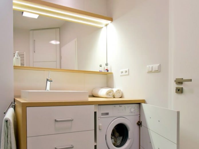 wasmachine in een badkamer in een moderne stijl