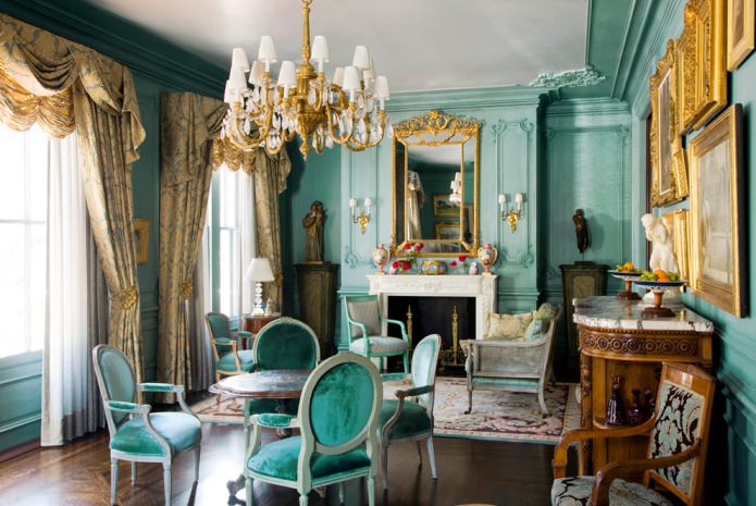 goud met turquoise in het interieur