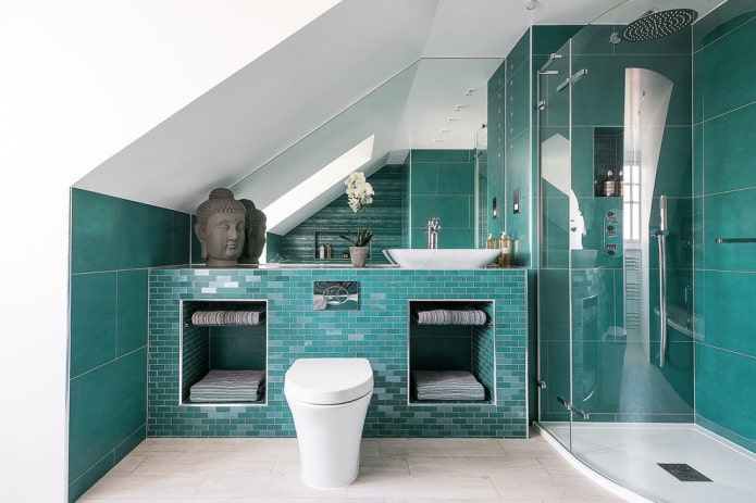 wit en turquoise badkamer