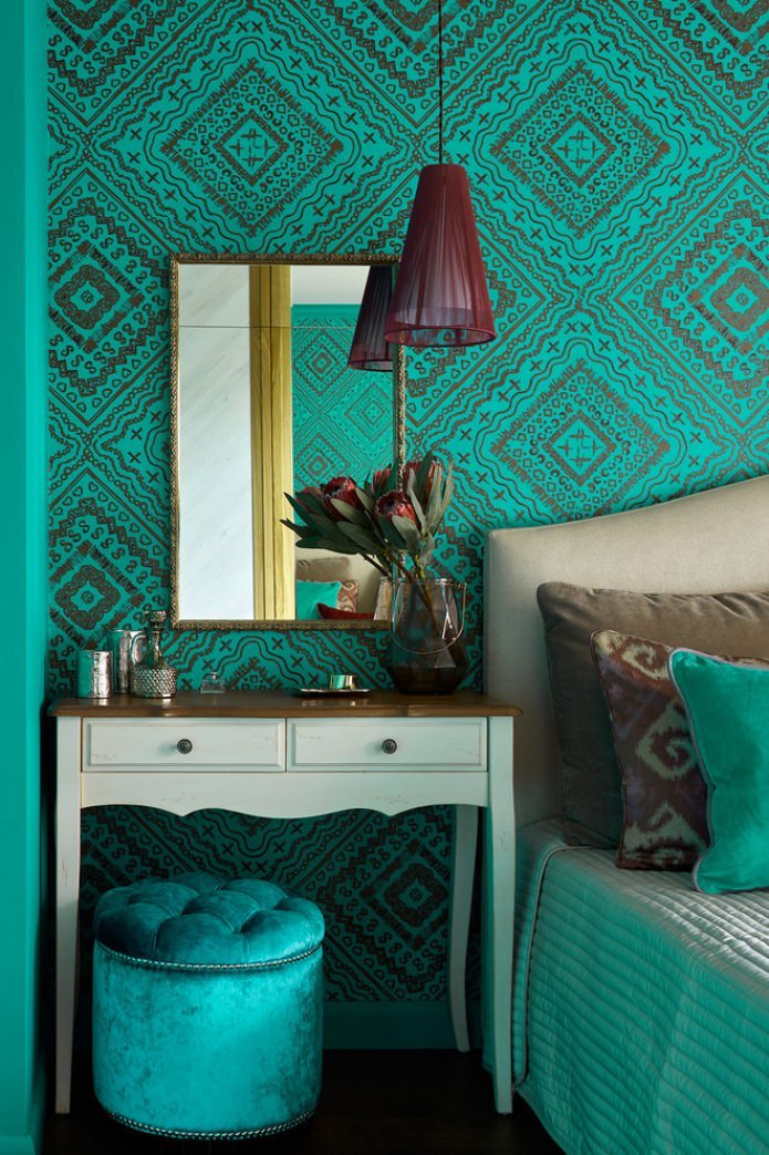turquoise behang