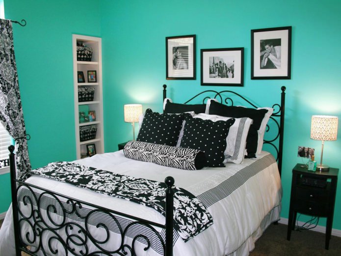 zwart en turquoise slaapkamer