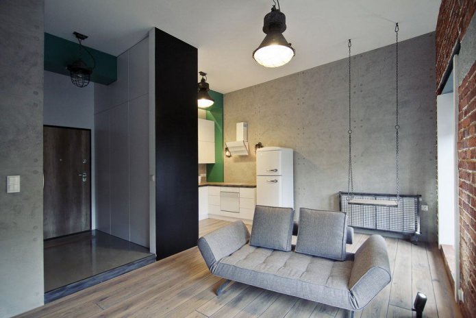schommel in een studioappartement