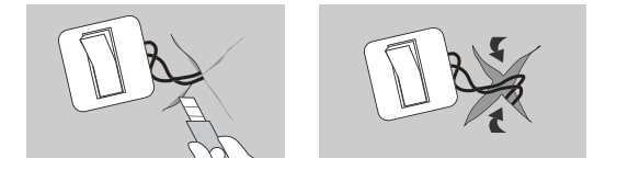 schema voor het lijmen van behang rond stopcontacten en schakelaars
