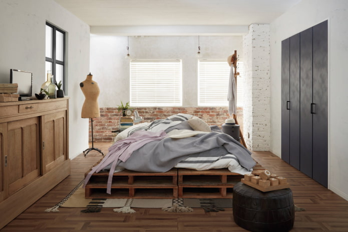 bed in het midden van de kamer