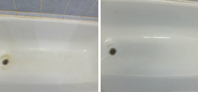 Baden voor en na het reinigen met ammoniak