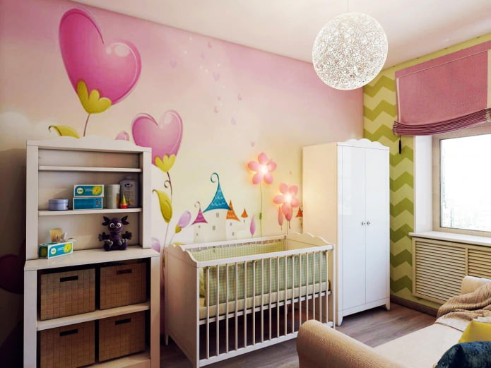 ontwerp van een kinderkamer voor een pasgeborene 8,4 m2.