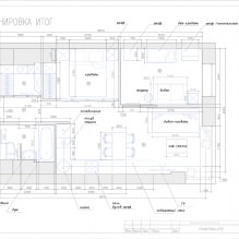 Een goed voorbeeld van hoe je een keuken-woonkamer, slaapkamer, kinderkamer en kleedkamer kunt organiseren op 44 meter-2