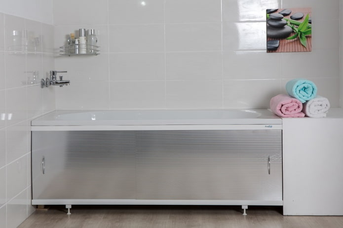 aluminium scherm onder het bad
