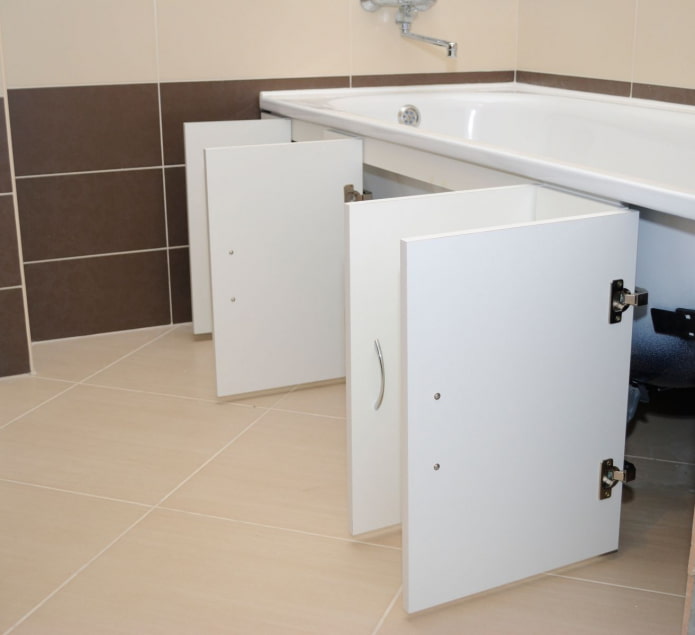 swing doors under the bath