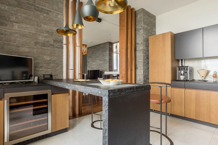 dolomiet op de muur in de keuken