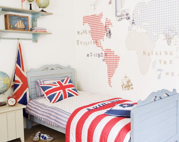 kaart in het interieur van de kinderkamer