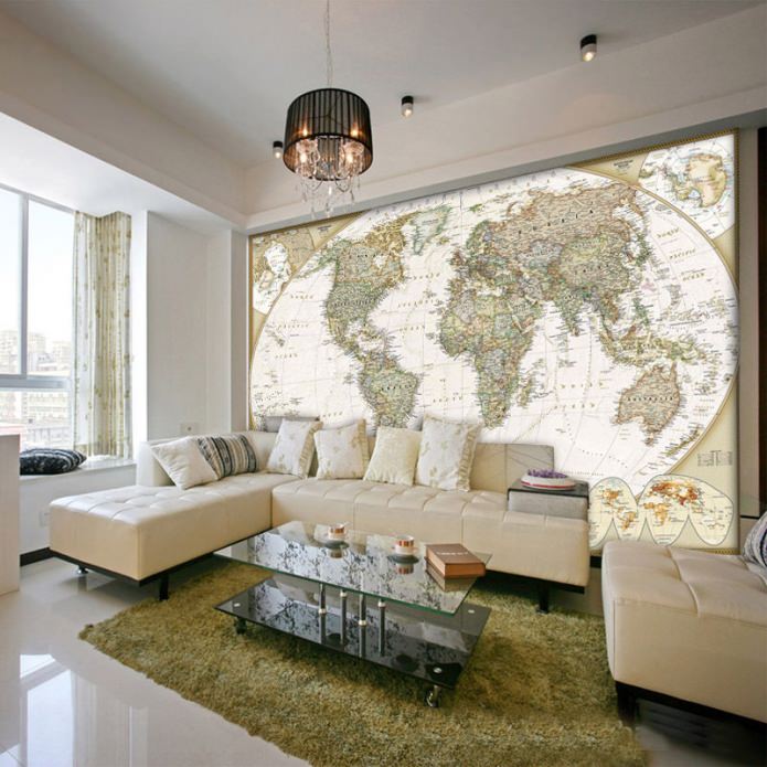 kaart in het interieur van de woonkamer