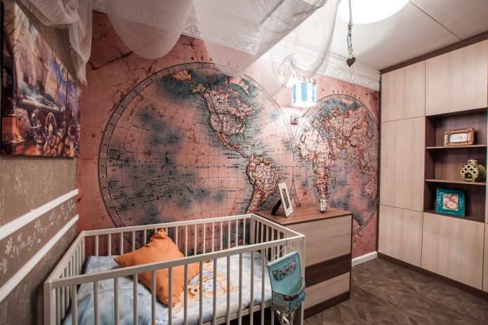 wereldkaart in het interieur van kinderen
