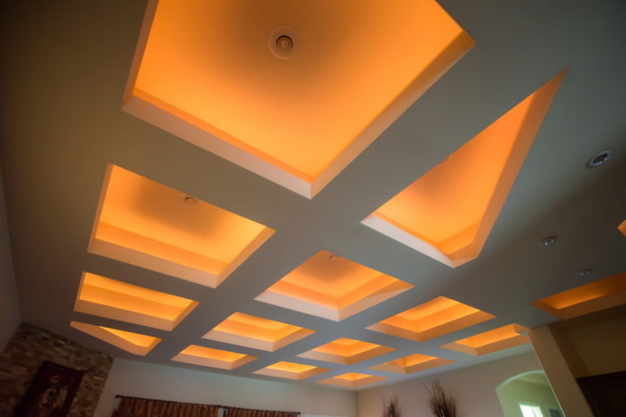cofferstructuur met achtergrondverlichting
