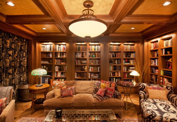 bruine cassettestructuur in het interieur