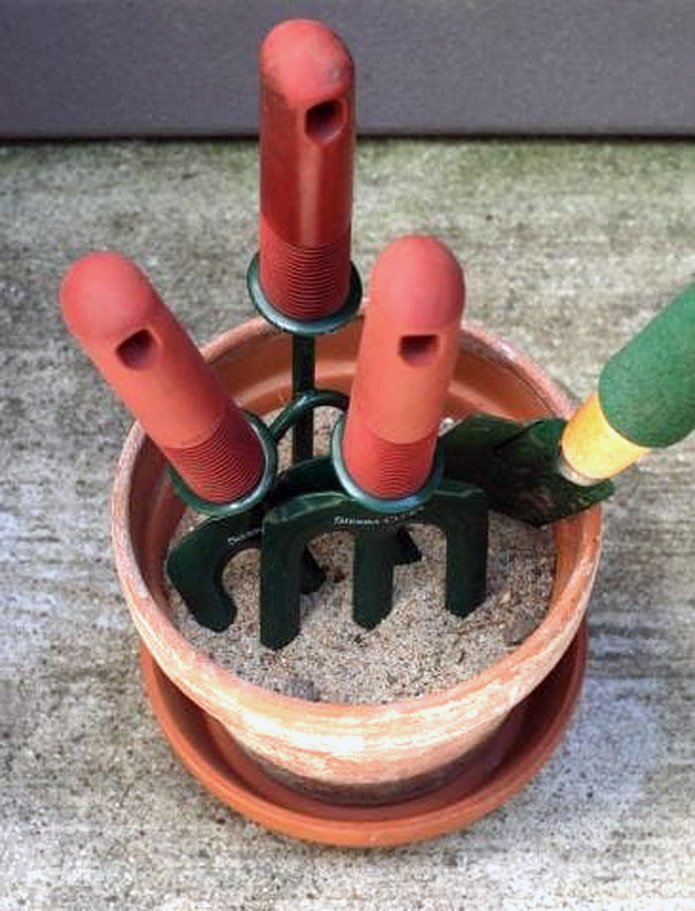Inventaris in een pot met zand