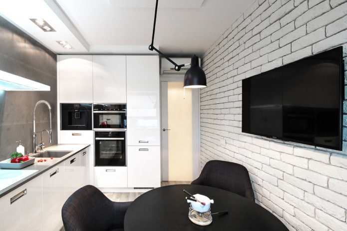 kleurenschema van baksteen in het keukeninterieur