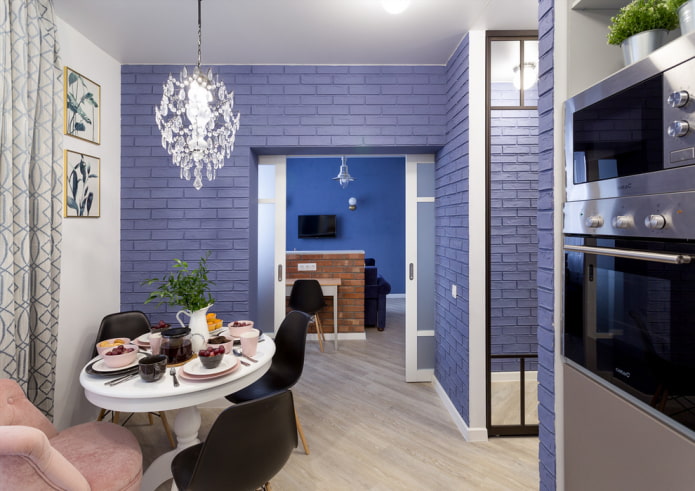 kleurenschema van baksteen in het keukeninterieur