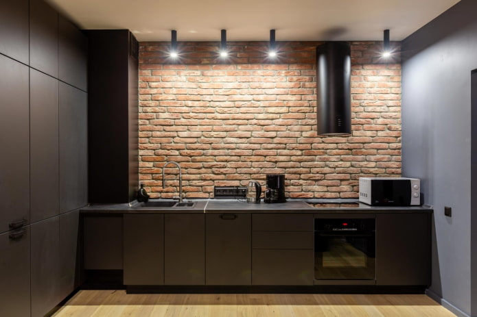 metselwerk in de keuken in minimalistische stijl