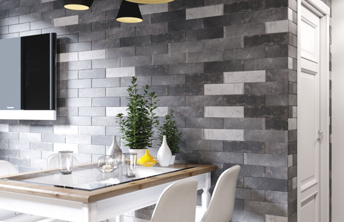 kleurenschema van baksteen in het keukeninterieur