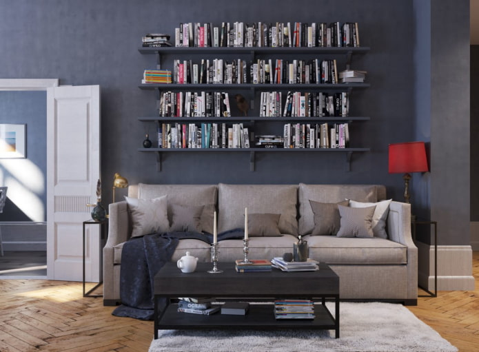 boekenplanken in het interieur van de woonkamer