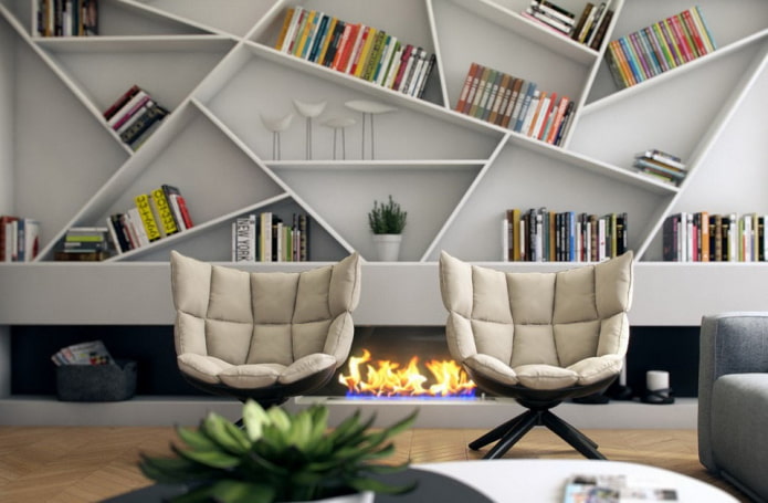 boekenplanken in het interieur in een moderne stijl